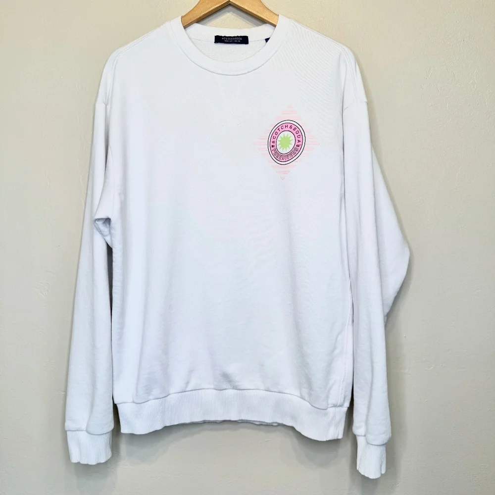 Scotch & Soda Freedivers Neon Logo Activewear Beach Coastal Crewneck Sweatshirt